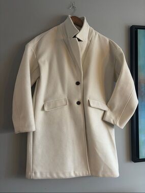 Cream Women's Wool Blend Single-Breasted Coat
